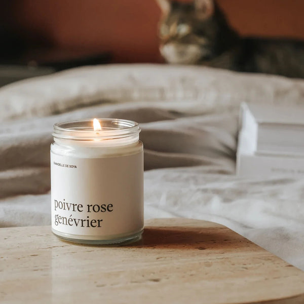 Bougie de soya - Poivre Rose Genévrier