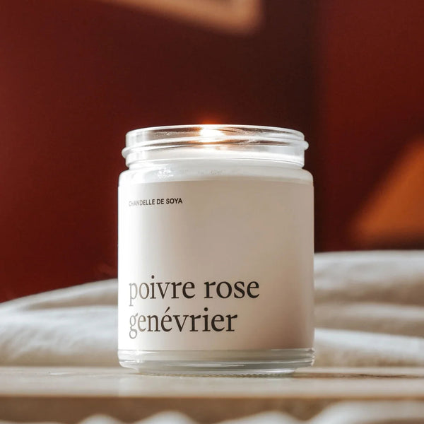 Bougie de soya - Poivre Rose Genévrier