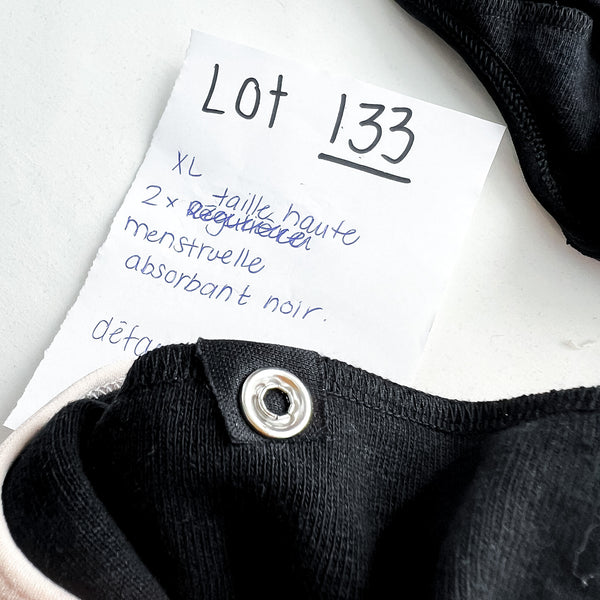 Lot 133 - Défaut - 2 Culotte menstruelle Taille haute XL absorbant noir