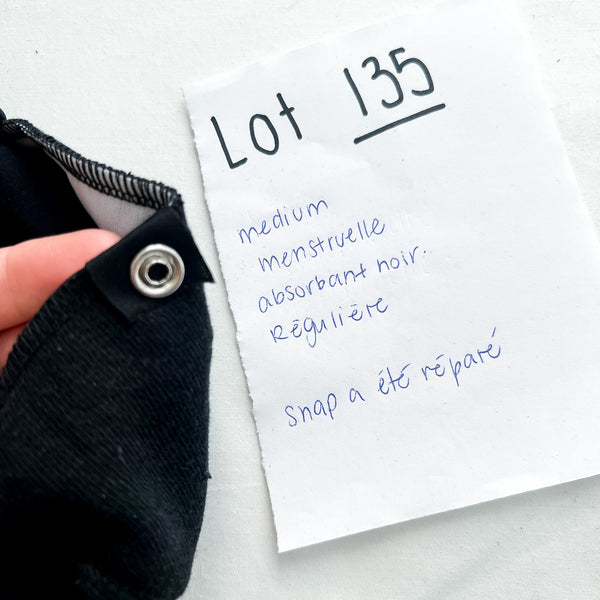 Lot 135 - Défaut - 1 Culotte menstruelle Régulière M absorbant noir