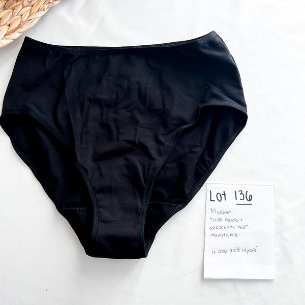 Lot 136 - Défaut - 1 Culotte menstruelle Taille haute+ M absorbant noir