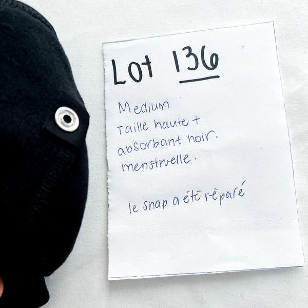 Lot 136 - Défaut - 1 Culotte menstruelle Taille haute+ M absorbant noir
