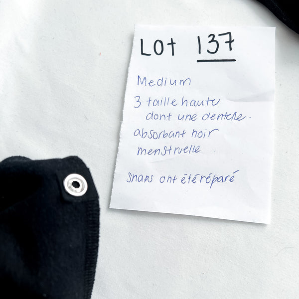 Lot 137 - Défaut - 3 Culotte menstruelle Taille haute M absorbant noir