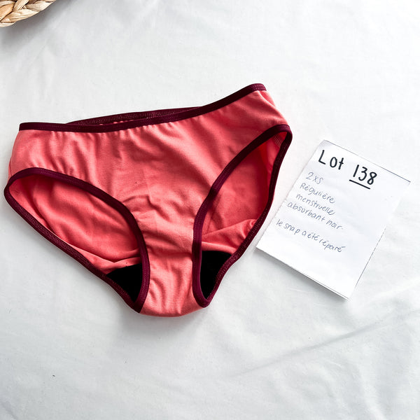 Lot 138 - Défaut - 1 Culotte menstruelle Régulière 2XS absorbant noir