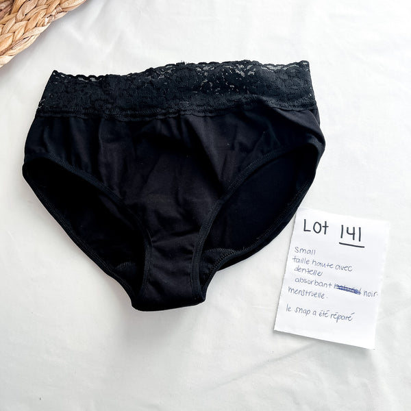 Lot 141 - Défaut - 1 Culotte menstruelle Dentelle S absorbant noir
