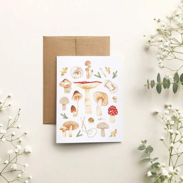 Carte de souhait - Champignons sauvages par Katrinn Pelletier Illustration - Marie fil