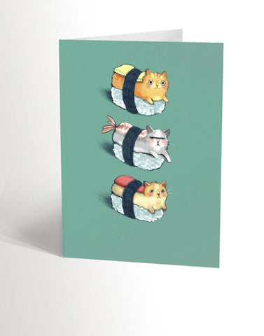 Carte de souhait chats sushis - Valérie Boivin Illustrations - Marie fil
