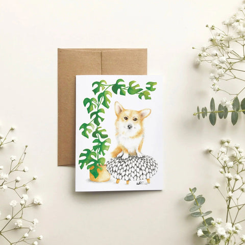 Carte de souhait - Chien corgi par Katrinn Pelletier Illustration - Marie fil