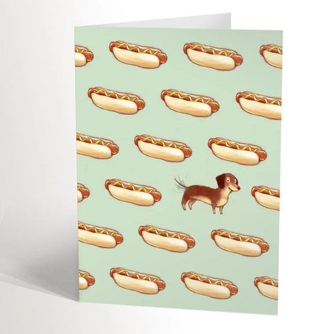 Carte de souhait chien hot dog - Valérie Boivin Illustrations - Marie fil