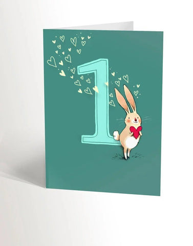 Carte de souhait fête 1 an - Valérie Boivin Illustrations - Marie fil