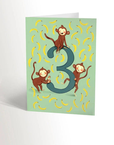 Carte de souhait fête 3 ans - Valérie Boivin Illustrations - Marie fil