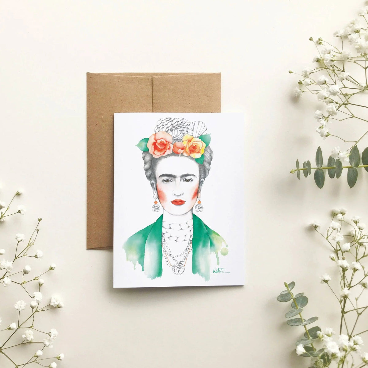 Carte de souhait - Frida Kahlo par Katrinn Pelletier Illustration - Marie fil