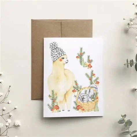 Carte de souhait - Lama à la tuque par Katrinn Pelletier Illustration - Marie fil
