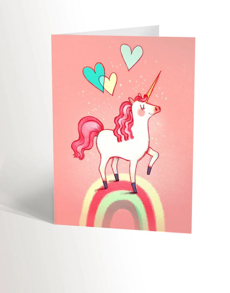 Carte de souhait licorne arc en ciel - Valérie Boivin Illustrations - Marie fil