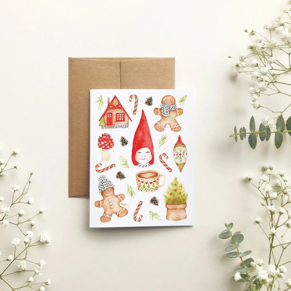 Carte de souhait - motif de Noël par Katrinn Pelletier Illustration - Marie fil