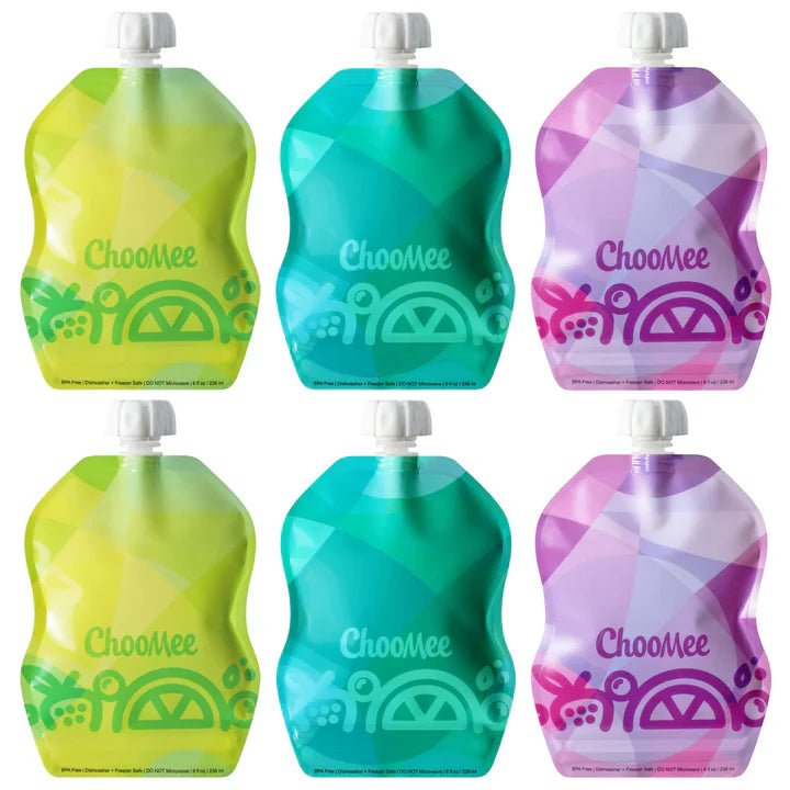 ChooMee - Pochettes réutilisables alimentaires - 8 oz - TropiColor - 6 pochettes - Marie fil