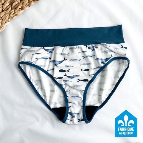 Culotte Menstruelle Baleines Boréales taille haute - Marie fil