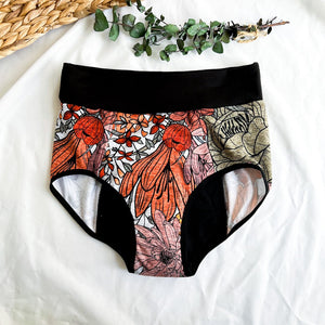 Culotte Menstruelle de nuit Fleurs tracées - Marie fil