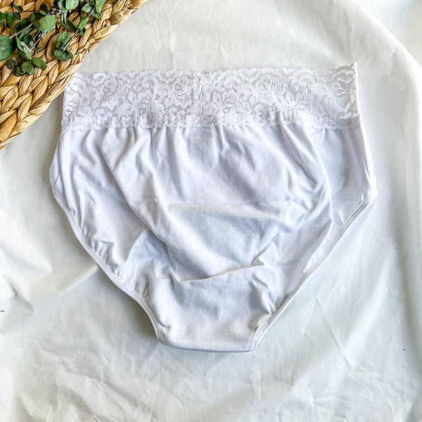 Culotte Menstruelle Haute Blanche avec Dentelle - Marie fil