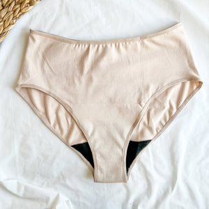 Culotte Menstruelle Taille Haute + Almond Peach - Marie fil