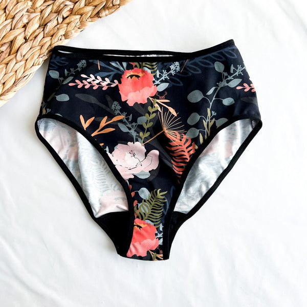 Culotte Menstruelle Taille Haute + Bouquet floral - Marie fil