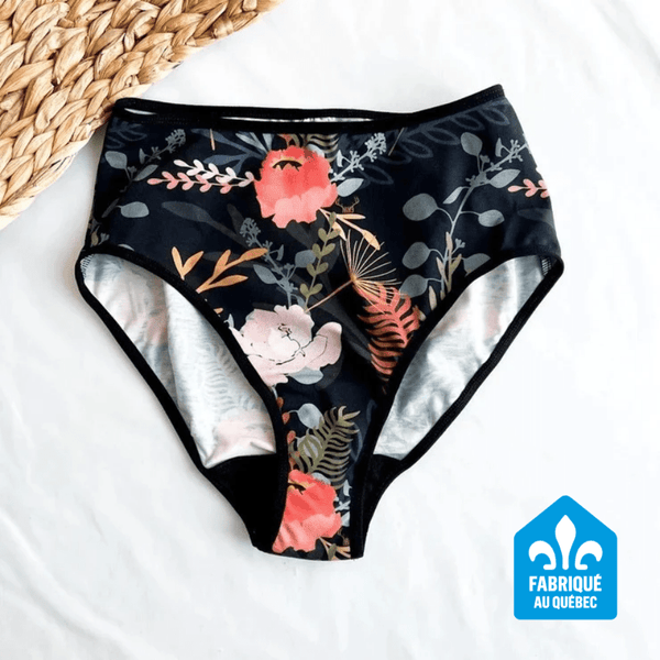Culotte Menstruelle Taille Haute + Bouquet floral - Marie fil