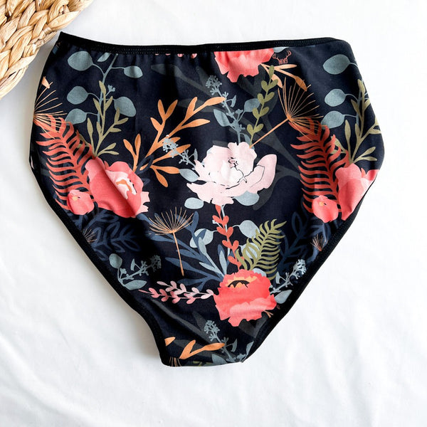 Culotte Menstruelle Taille Haute + Bouquet floral - Marie fil