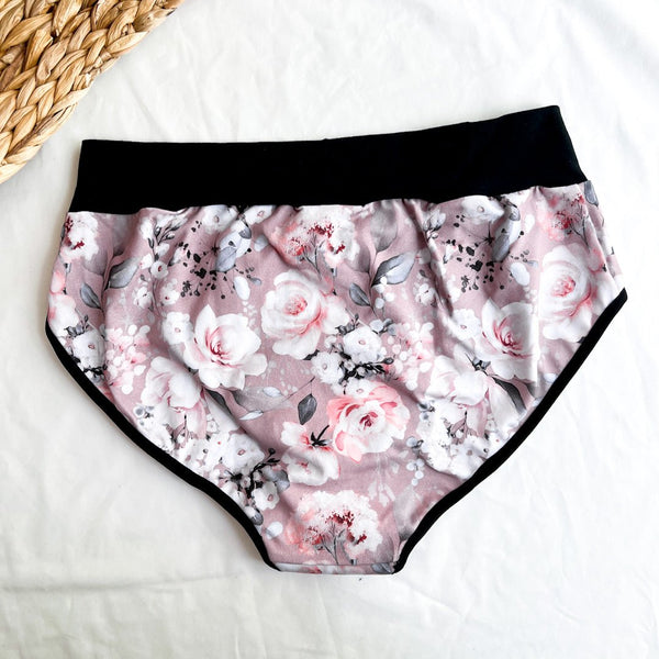 Culotte Menstruelle Taille Haute Fleurs Rouges - Marie fil