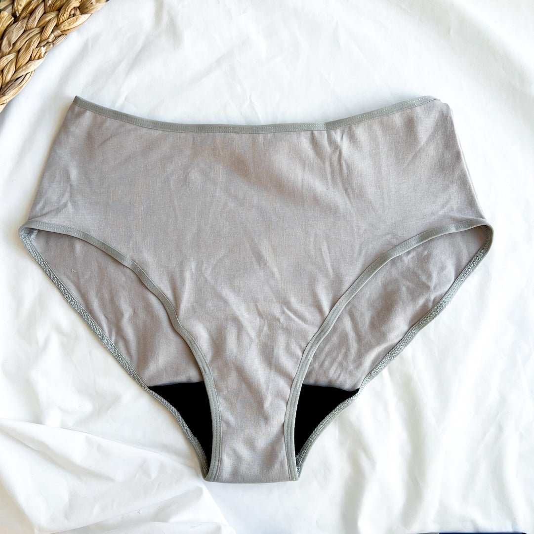 Culotte Menstruelle Taille Haute + Gris high - rise - Marie fil