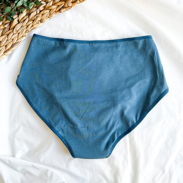 Culotte Menstruelle Taille Haute + Provincial blue - Marie fil