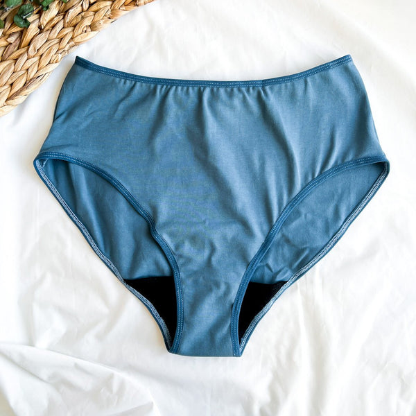 Culotte Menstruelle Taille Haute + Provincial blue - Marie fil