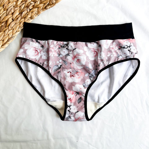 Culotte Menstruelle Taille Haute Roses - Marie fil