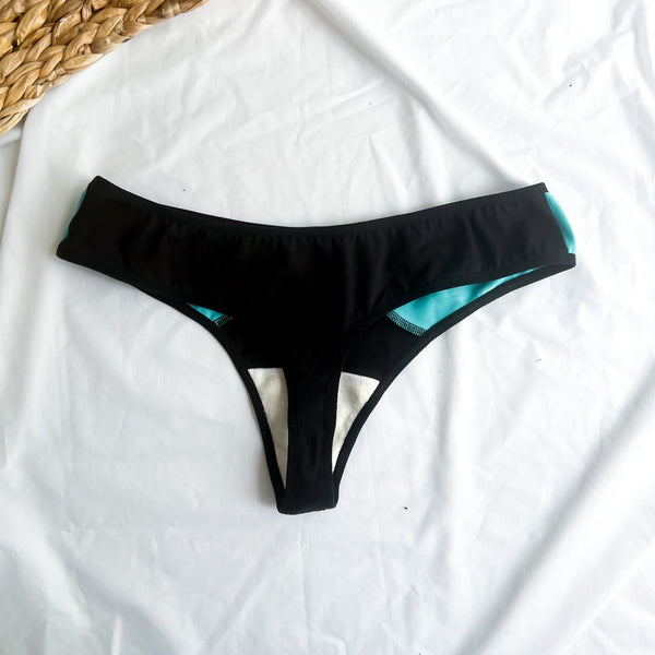 Culotte menstruelle Tanga Cyan - Marie fil