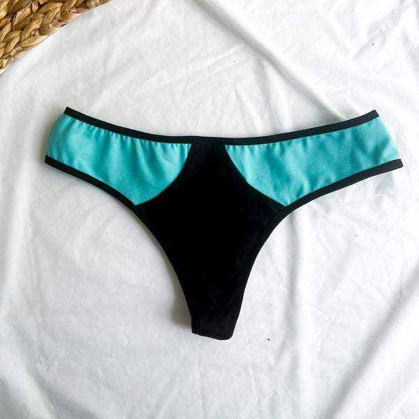 Culotte menstruelle Tanga Cyan - Marie fil