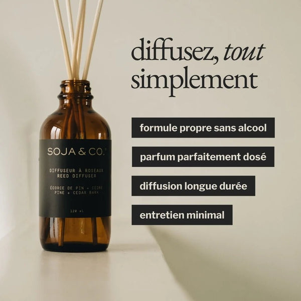 Diffuseur à roseaux - Écorce de pin + Cèdre - Marie fil