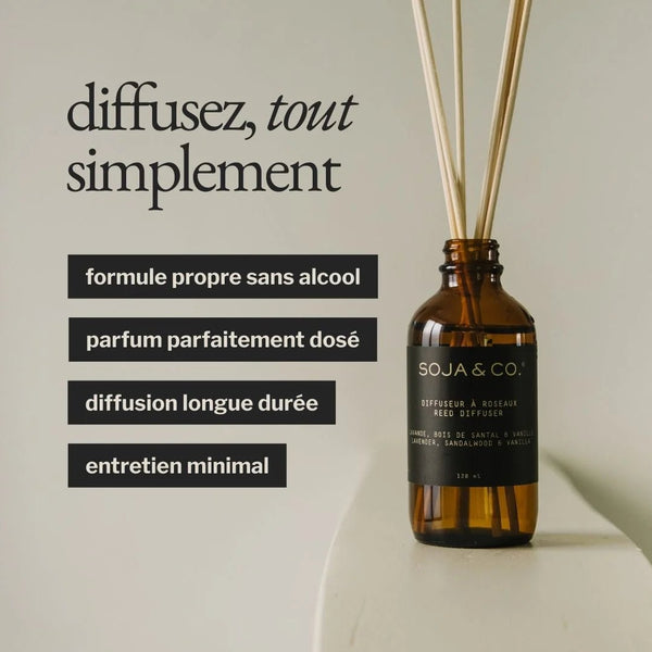 Diffuseur à roseaux - Lavande, Bois de santal & Vanille - Marie fil