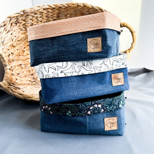 Ensemble paniers en jeans recyclés - Marie fil