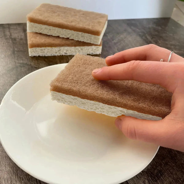 Éponge écologique en cellulose et côté récurant en fibres naturelles - Marie fil