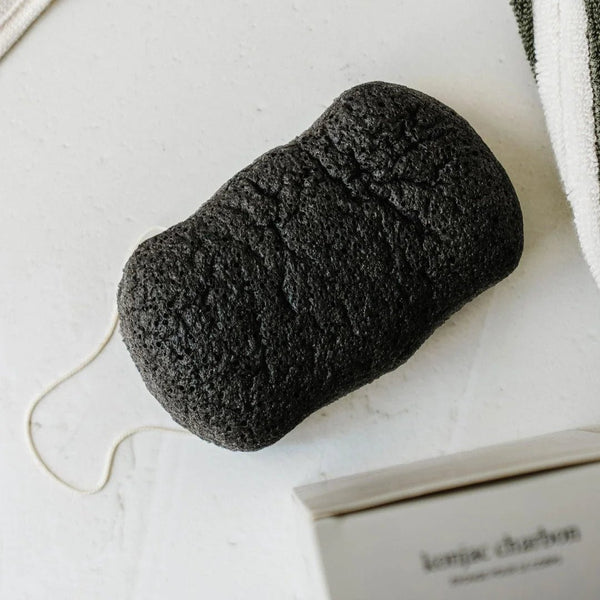 Éponge konjac pour le corps - Charbon - Marie fil