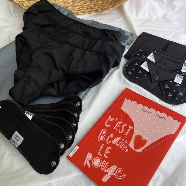 kit culotte menstruelle et serviette lavable pour ado - premières règles - Marie fil