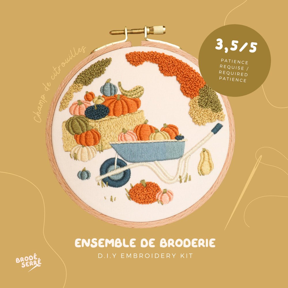 Kit de broderie DIY - Champ de citrouilles - Marie fil