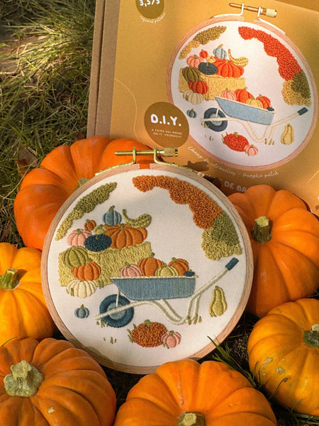Kit de broderie DIY - Champ de citrouilles - Marie fil
