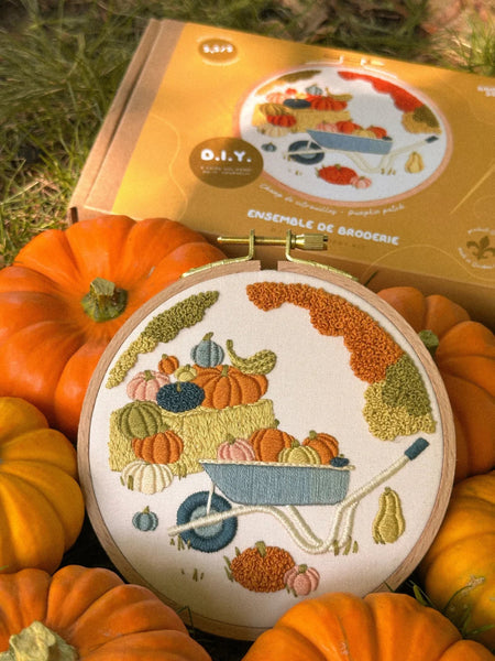 Kit de broderie DIY - Champ de citrouilles - Marie fil
