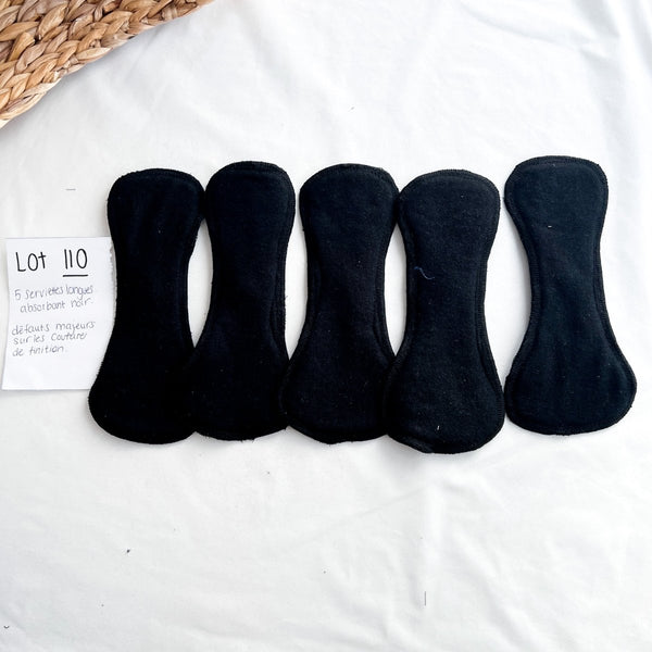 Lot 110 - Défaut - 5 serviettes longues absorbant noir - Marie fil
