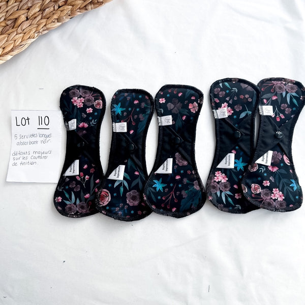 Lot 110 - Défaut - 5 serviettes longues absorbant noir - Marie fil
