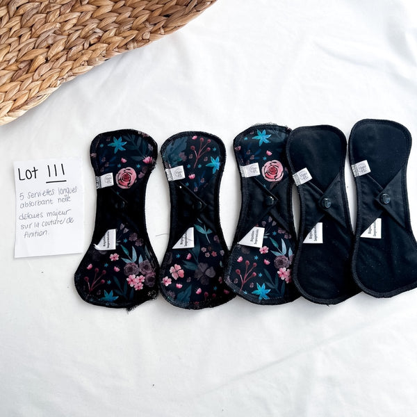 Lot 111 - Défaut - 5 serviettes longues absorbant noir - Marie fil