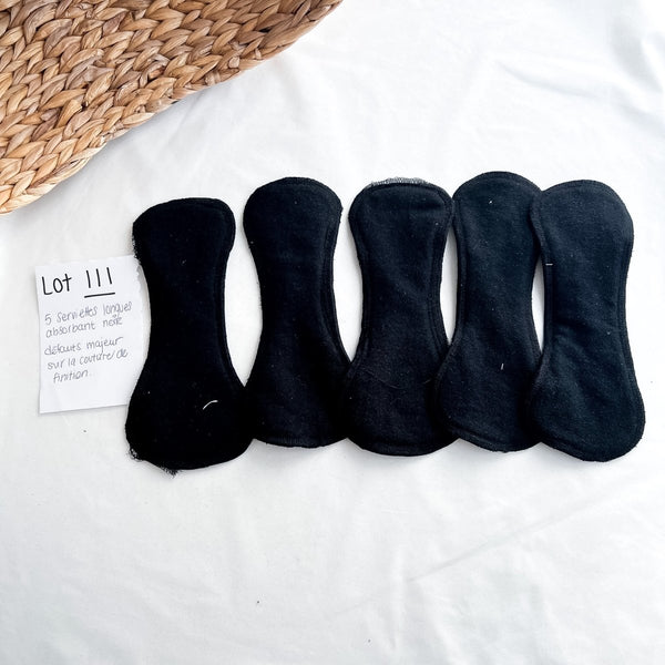 Lot 111 - Défaut - 5 serviettes longues absorbant noir - Marie fil