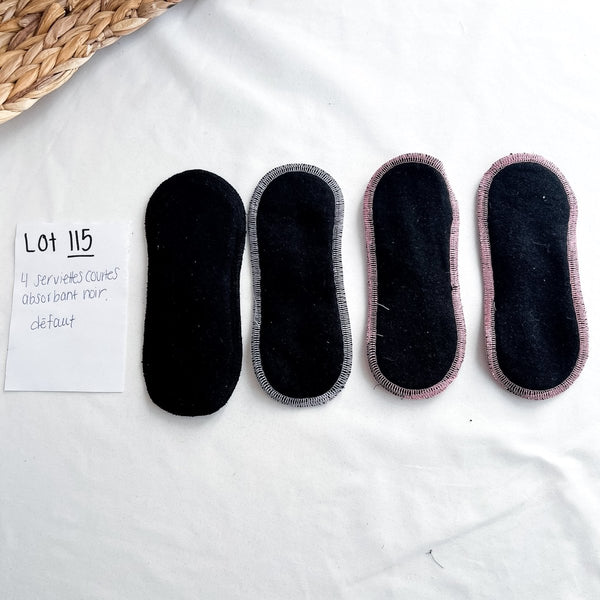 Lot 115 - Défaut - 4 serviettes courtes absorbant noir - Marie fil