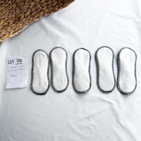 Lot 116 - Défaut - 5 serviettes courtes absorbant naturel - Marie fil