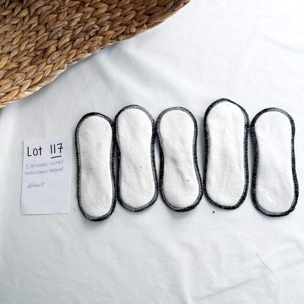 Lot 117 - Défaut - 5 serviettes courtes absorbant naturel - Marie fil
